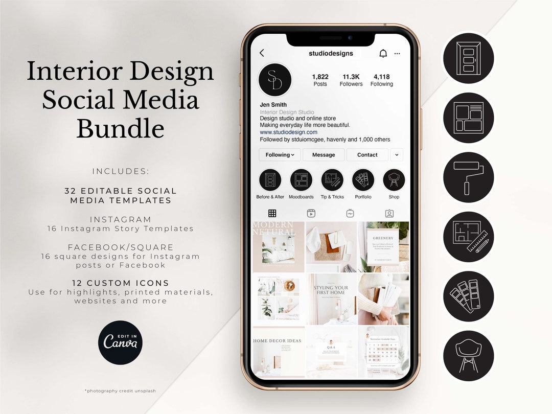 Interior Design Social Media Templates | Post Templates | Customizable ...