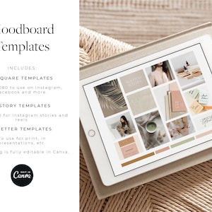 Moodboard Templates editable in Canva | Minimal moodboard templates | Canva Moodboard | editable moodboard | social media moodboard | bundle