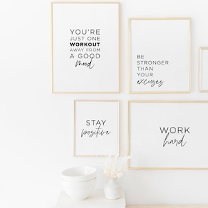 Arte da parete moderna per palestra / Arte poster motivazionale / Arredamento palestra domestica / Set di 7 stampabili / Arte da parete stampabile / Arte da parete ispiratrice per palestra / Set