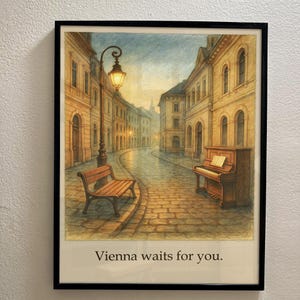 Poster Vienna Waits For You – Stampa artistica con testo di Billy Joel, decorazione da parete con citazione musicale vintage, poster di musica slow down, download immediato
