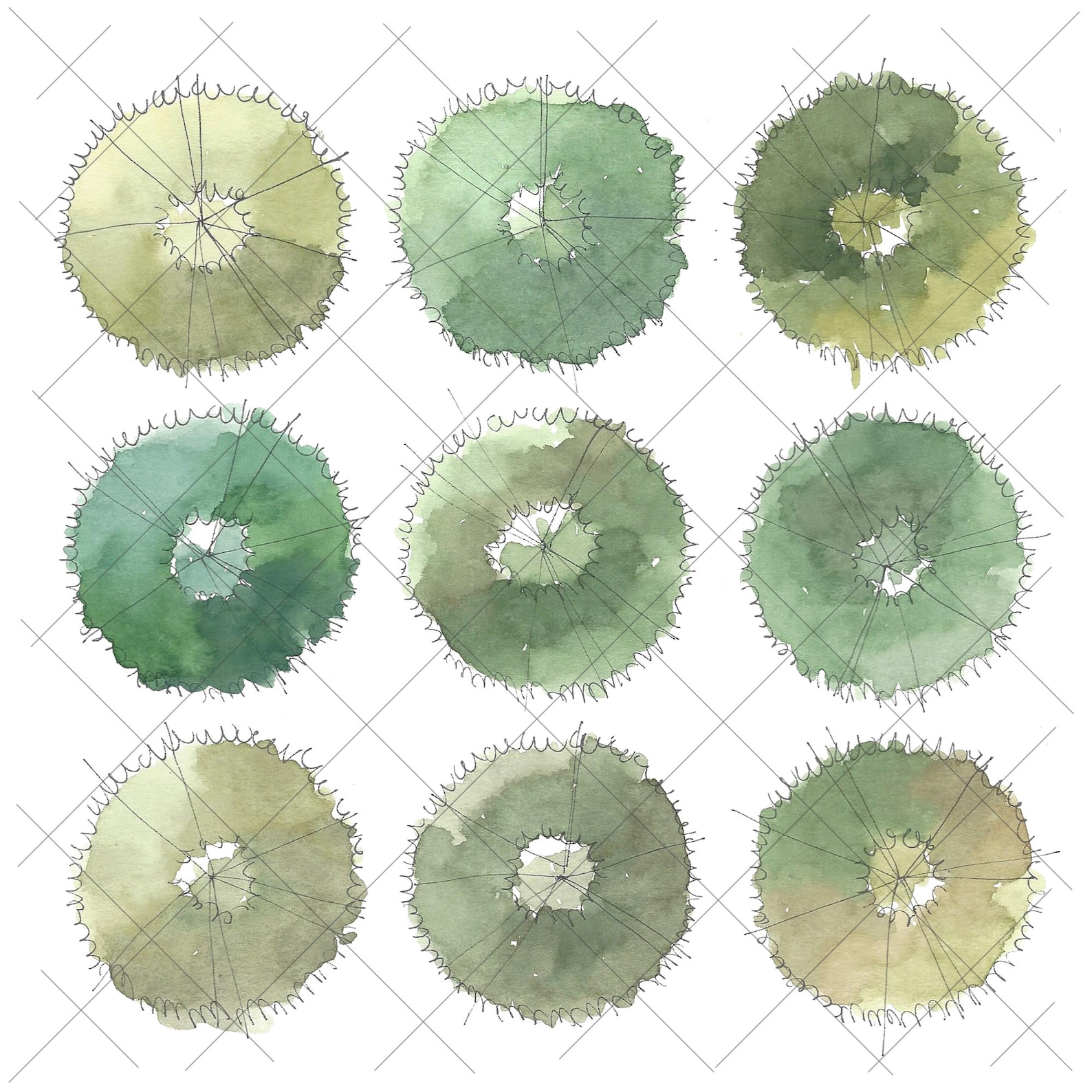 Landscape Graphics Plan View Trees Watercolor Tree 003 - Etsy