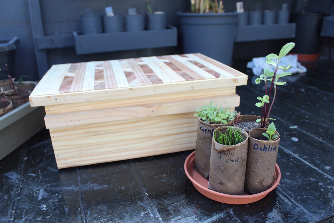 Handmade gardening seed storage box beeswax finish with black Etsy