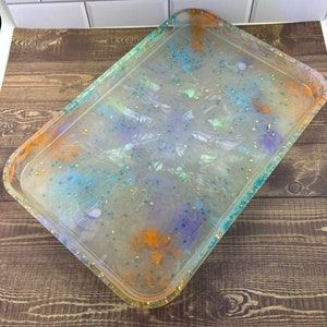 Tye dye Serving Tray,Handcrafted Resin Decorative Tray for a Touch of Luxury Vintage-Inspired Resin Tray,Multi-Functional Vanity Tray