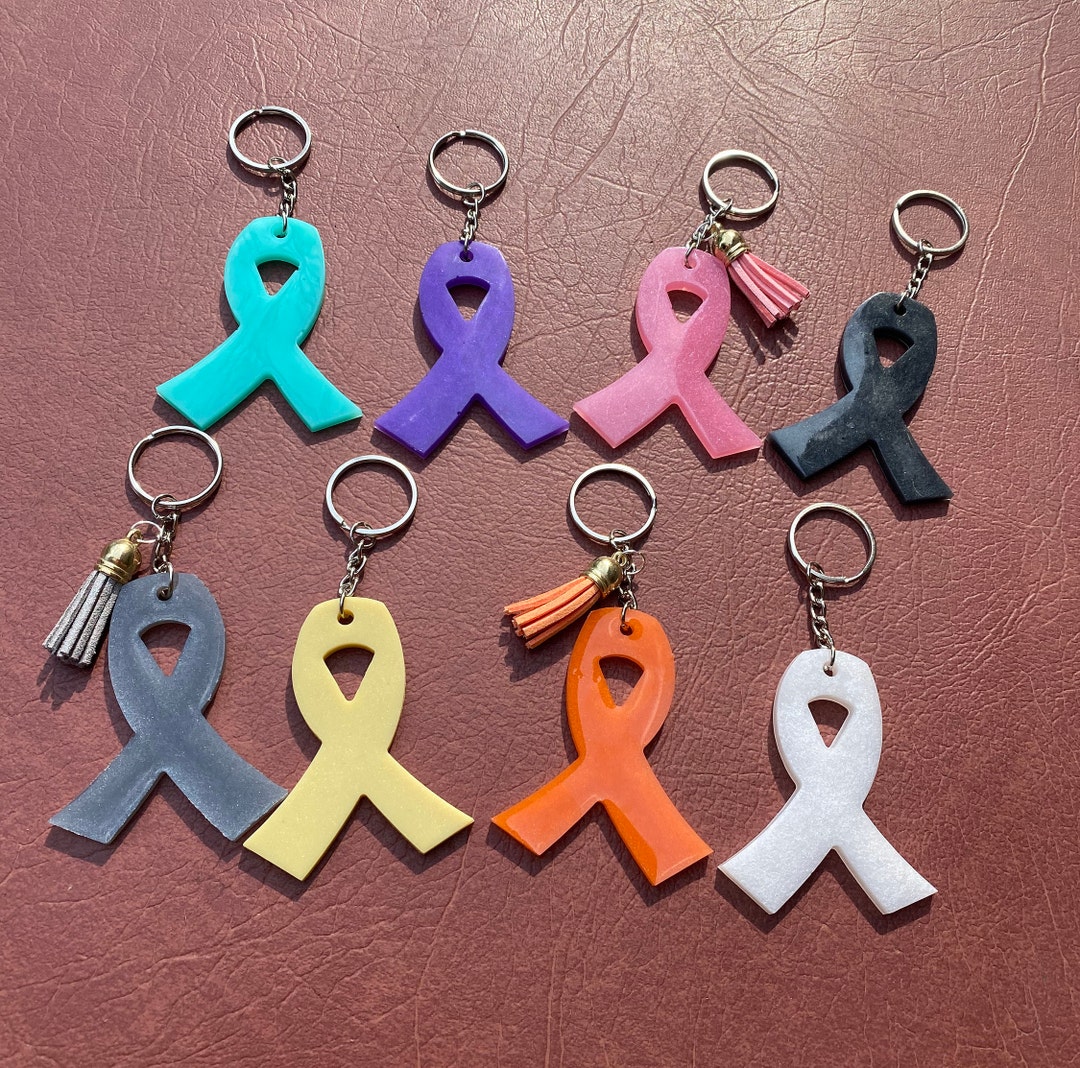 Cancer Ribbon Keychain Etsy