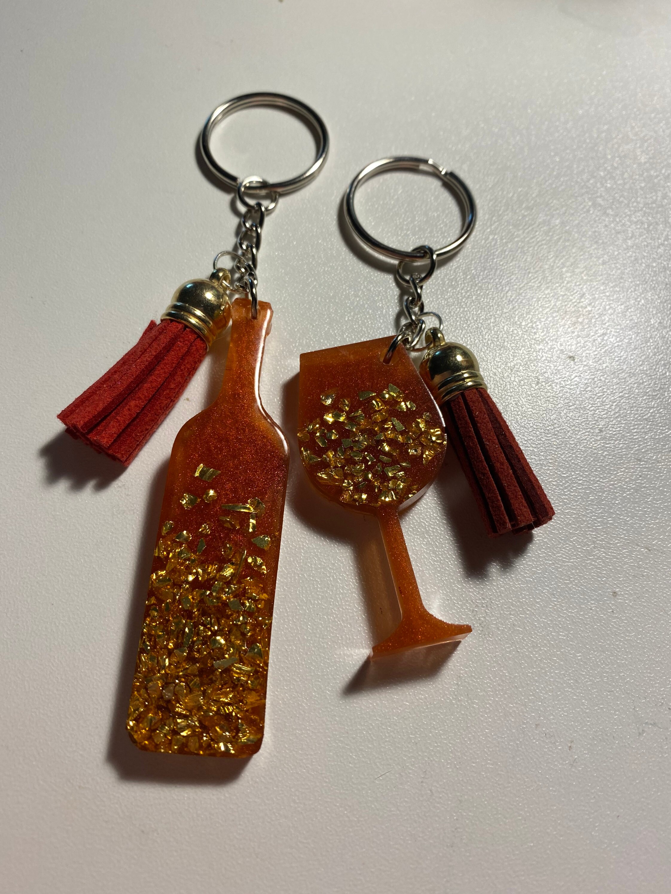 Wine Bottle/ Wine Glass Keychain Etsy