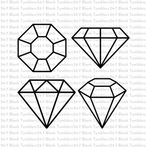 May include: Three black and white diamond shapes. The diamonds are outlined in thick black lines and have a geometric design.