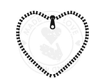 Cerniera a cuore svg png Clipart /File vettoriale con cerniera, stampa DTF, artigianato Cricut, file di taglio con cerniera, progetti di moda fai da te