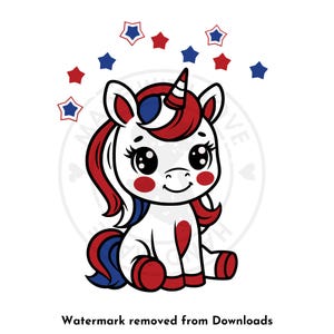 Patriotic Unicorn svg png | Red White Blue Unicorn Clipart for 4th of July Sublimation, DTF Printing, Cricut Crafts & Kids Apparel