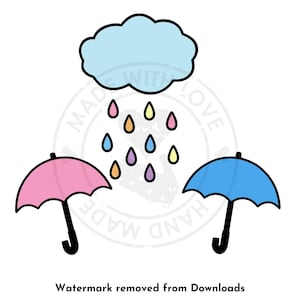 Rain Cloud Umbrella svg png Bundle | Pastel Weather Clipart for Sublimation, DTF, Cricut Kids Crafts, Baby Shower & Spring Decor