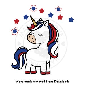 Patriotic Unicorn svg png | 4th of July Red White Blue Unicorn Clipart for Sublimation, DTF, Cricut Crafts, Kids Shirts & Party Decor