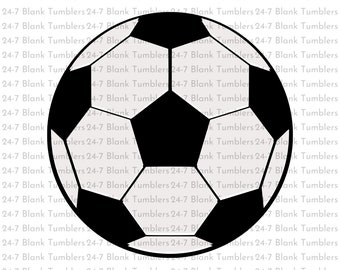 May include: A black and white football with a classic design. The ball is centred in the image and is surrounded by a white background with the text "24-7 Blank Tumblers" repeated.