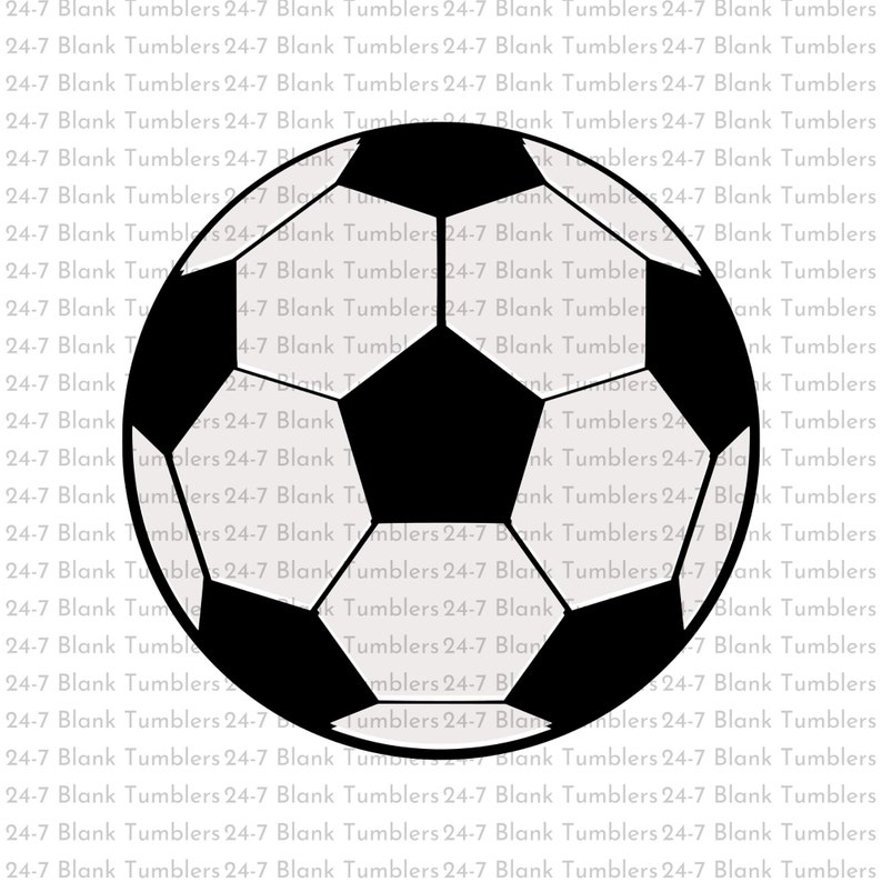 May include: A black and white soccer ball with a classic design. The ball is centered in the image and is surrounded by a white background with the text "24-7 Blank Tumblers" repeated.