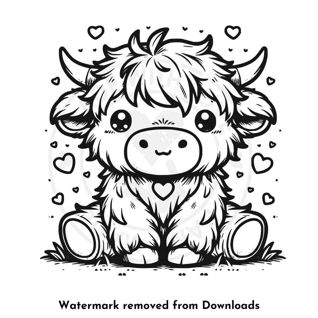 Cute Highland Cow SVG PNG | Baby Farm Animal Clipart for Sublimation ...