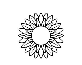 Zonnebloem svg, Bloem svg, Outline Zonnebloem svg, Zonnebloem vector, Zonnebloem Clipart, populair, Cut Files, Cricut, Silhouet