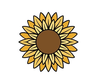 Zonnebloem svg, Bloem svg, Gelaagde Zonnebloem svg, Zonnebloem vector, Zonnebloem Clipart, populair, Cut Files, Cricut, Silhouet