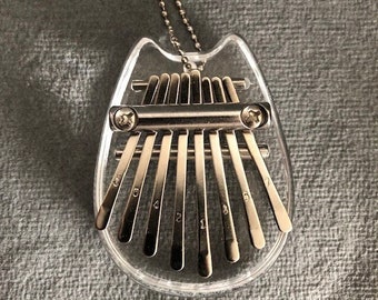 Kalimba Cute Cat Mini Portable Thumb Piano Finger Clear Acrylic Percussion Keyboard Pocket Music 8 Key Transparent Gift Box Key Chain