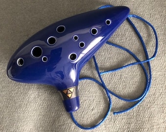 Zelda Ocarina of Time Blue Ceramic Alto C 12 Hole Flute Music Instrument Halloween Costume Christmas Xmas Gift