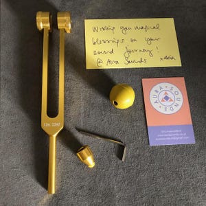 Tuning Fork Solar Plexus Chakra 126.22Hz Sound Healing Gift Box Frequency Orange Calcite Foot Rubber Ball Attachment Yoga Meditation Therapy