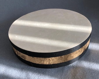 Ocean Drum Sound Healing Gift Box: 10&quot; Inch Goat Skin Birch Wood Frame, Angel Tuning Fork 4160 Frequency, Chakra Gem Beaded Bracelet Therapy