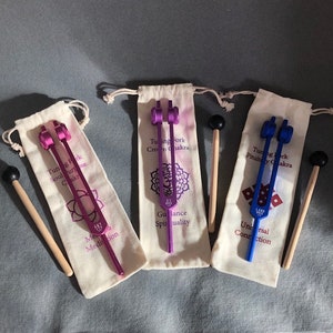 3 x Tuning Fork Gift Box Set Weighted Secret Solfeggio Frequency 174 Hz, 852 Hz & 963 Hz Chakra Sound Healing Purple Pink Therapy Meditation