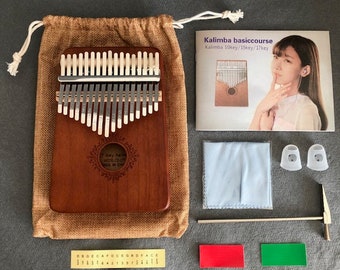 Kalimba 17 Tasten Tragbare Daumen Klavier Finger Mahagoni Holz Rechteck Perkussion Keyboard Tasche Musikkoffer Hammer Songbuch