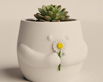 Flower Holder Planter Cute Succulent Pot Smiling Face Minimalist Plant Lover Gift