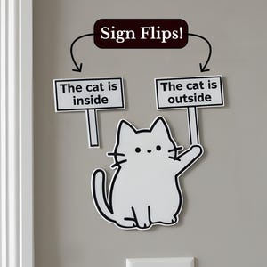 Cat Is Inside or Outside Door Sign, 3D Printed Pet Tracker for Cats Reminder and Cat Lovers