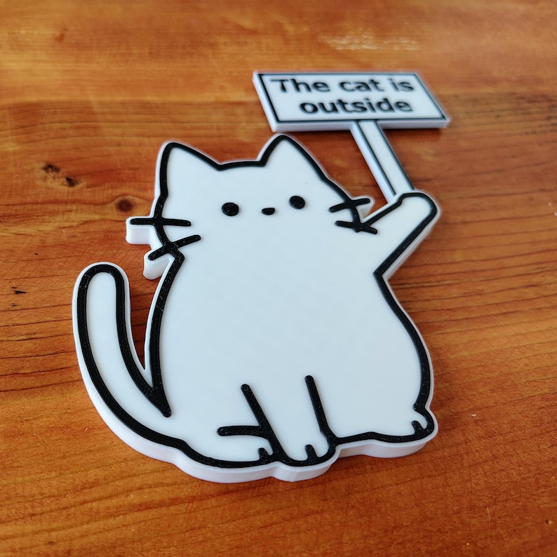 Cat is Inside or Outside Door Sign, 3D Printed Pet Tracker for Cats ...