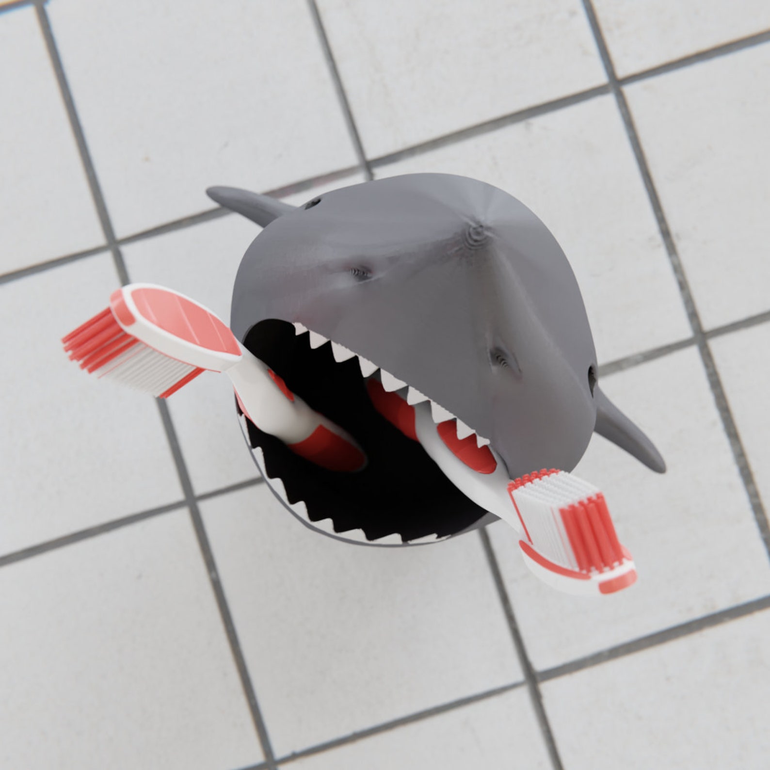 Shark Toothbrush Holder 3D Printed and Hand Painted Kids Etsy
