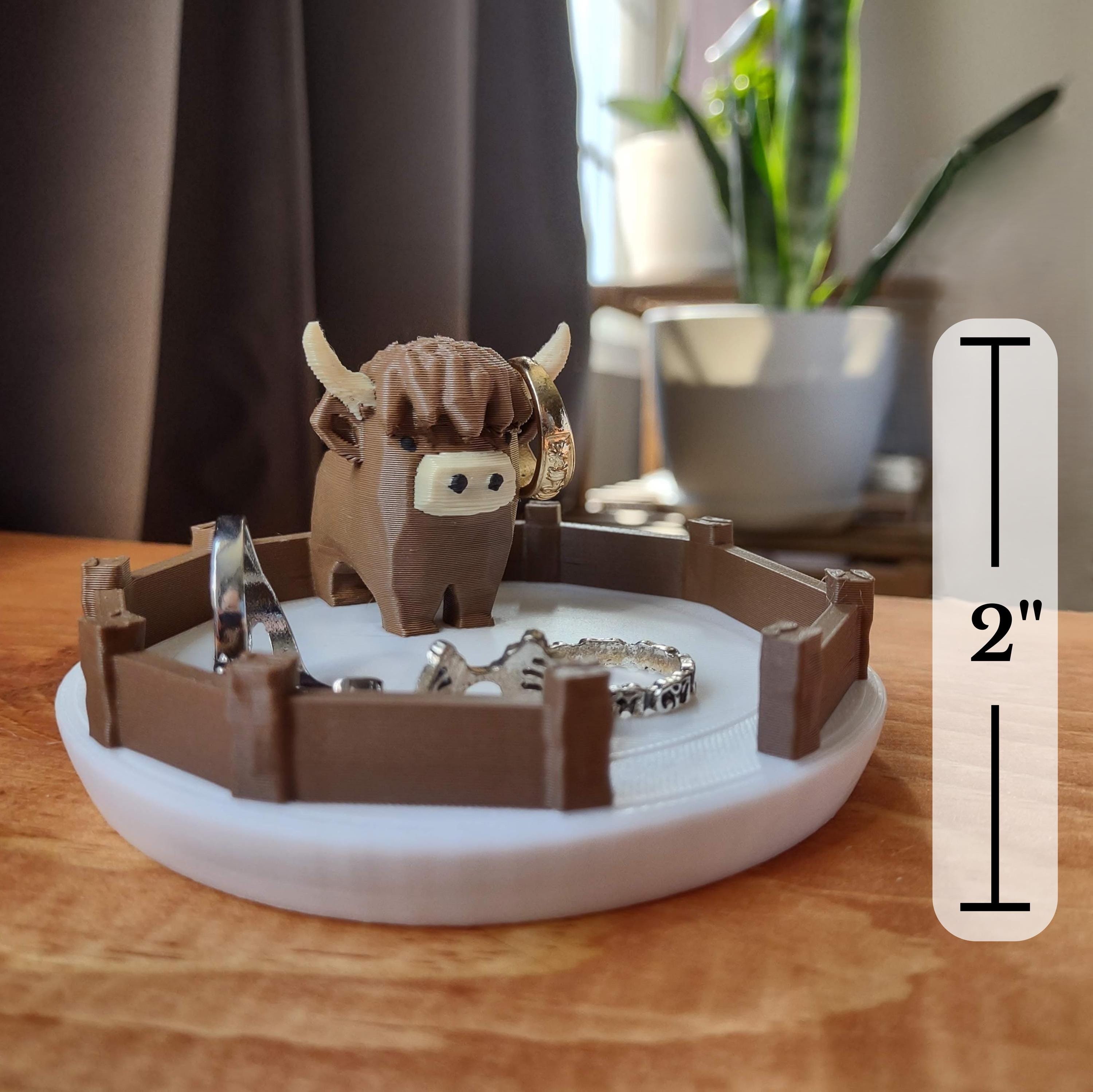 Highland Cow Ring Dish - Unique Cute Ring Holder for Ring Display - Highland Cow Decor Gift Ring Organizer- 3D printed plastic