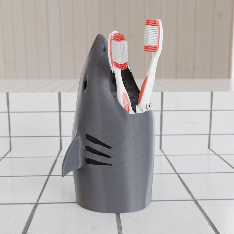 Shark Toothbrush Holder 3D Printed and Hand Painted Kids Etsy