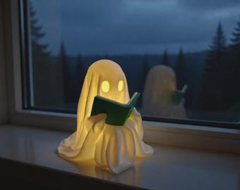 Ghost Reading Book Lantern With LED Tea light - Halloween Decor