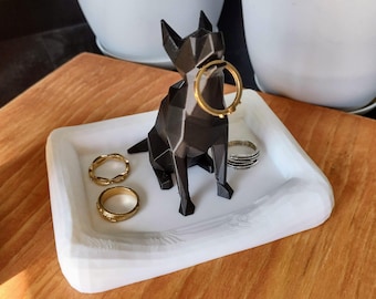 German Shepherd Ring Holder with Dog Bed Ring Dish - Unique Ring Holder - Engagement Gift Personalized Ring Holder - 3D printed plastic