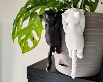 Cute Cat Planter Hanger Decor, Garden Animal Ornament, Mini Hanging Pot Buddy, Succulent & Flower Pot Decor, Gift for Plant Lovers