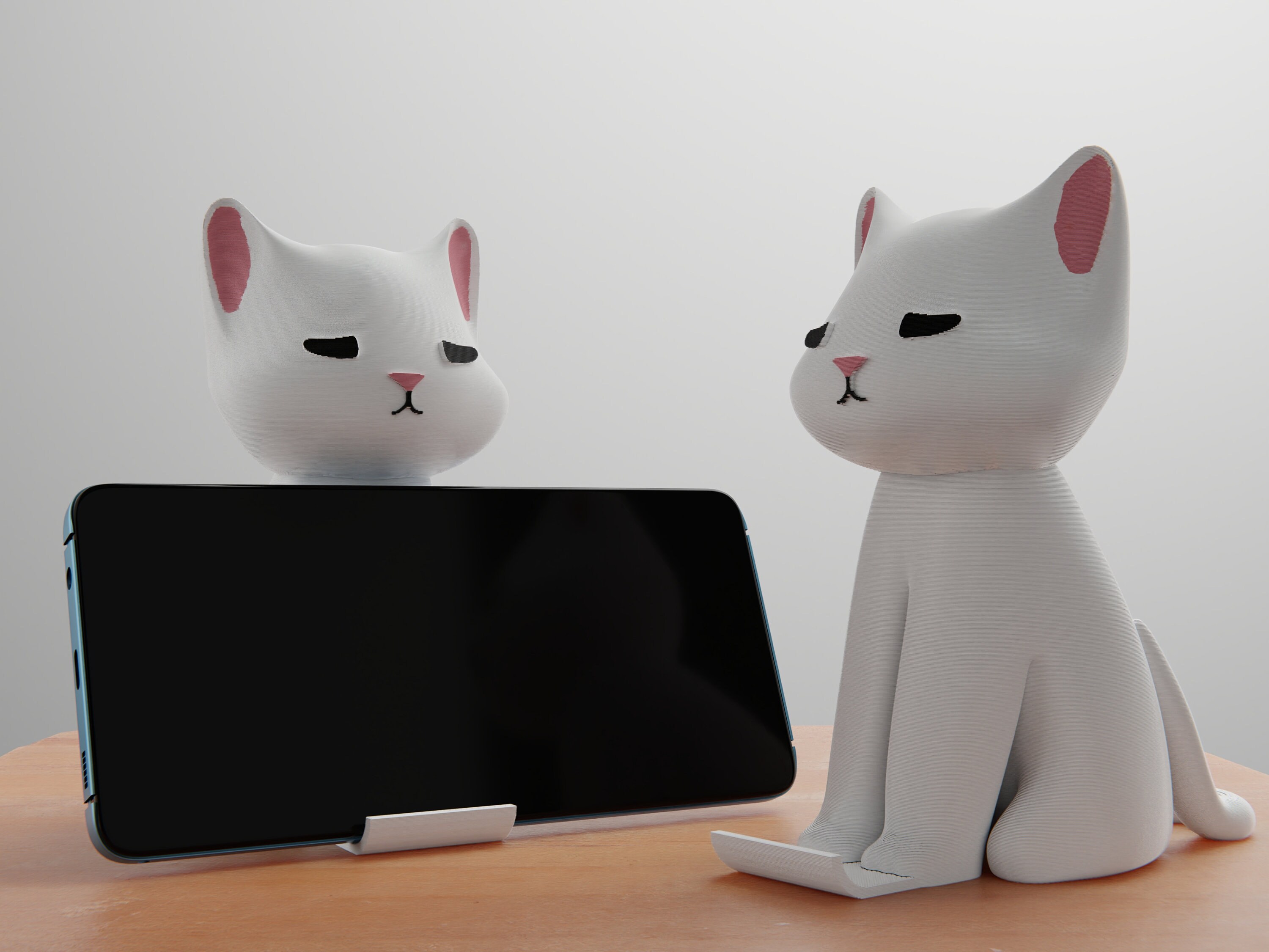 Cute Cat Cell Phone Holder Stand and Cat Figurine 3D Printed Etsy