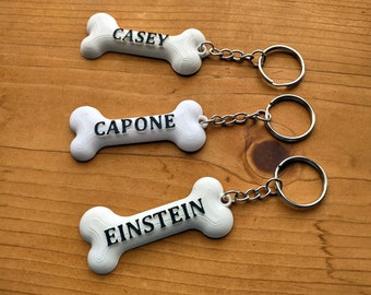 Dog Bone Keychain, Personalized 3d Printed Keychain, Dog Lover Gifts, Dog Ornament