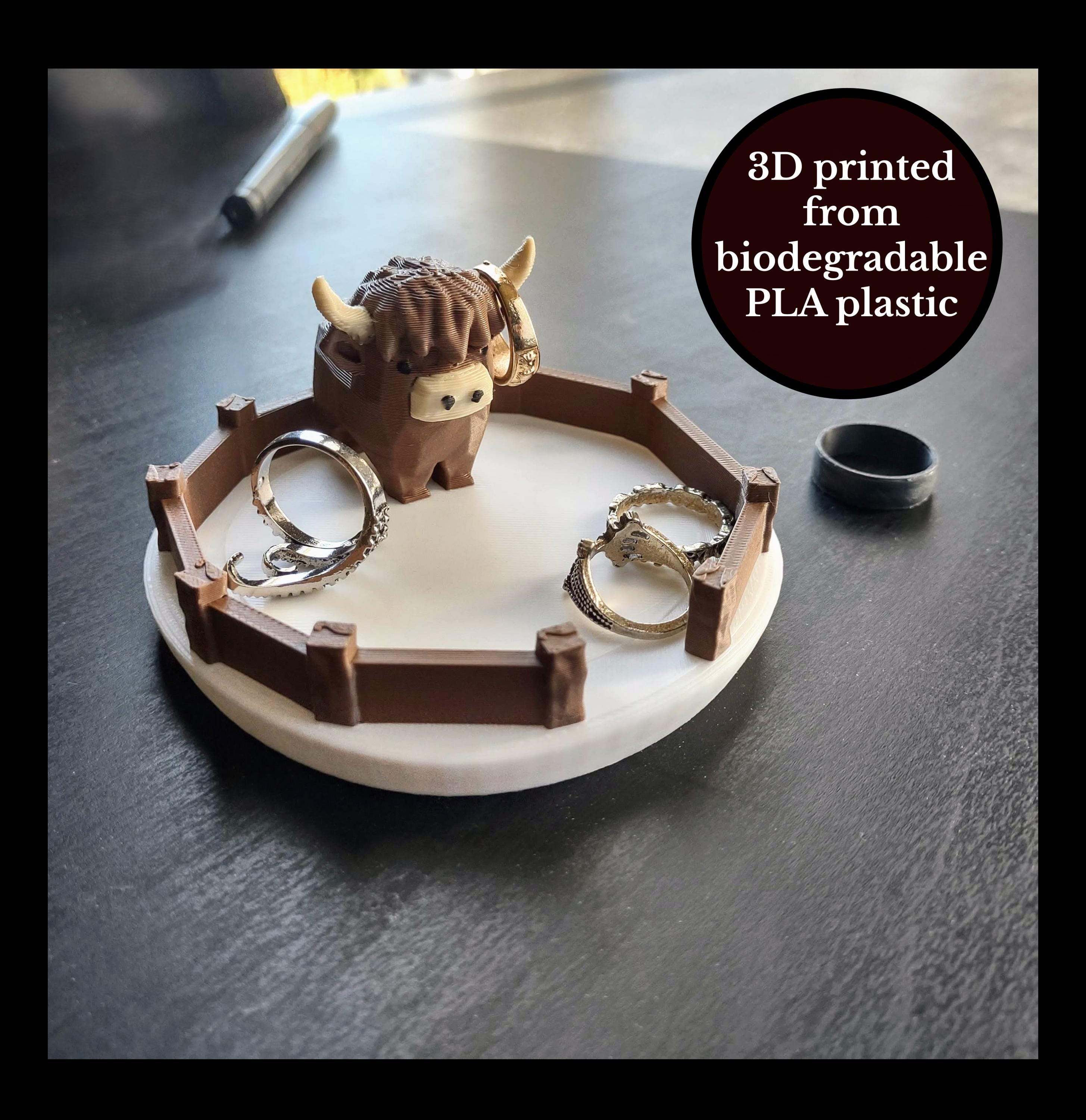 Highland Cow Ring Dish - Unique Cute Ring Holder for Ring Display - Highland Cow Decor Gift Ring Organizer- 3D printed plastic