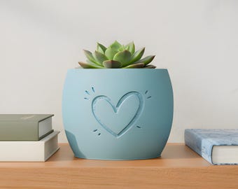 Heart Planter Cute Succulent Pot Hand Drawn Heart Minimalist Plant Lover Gift