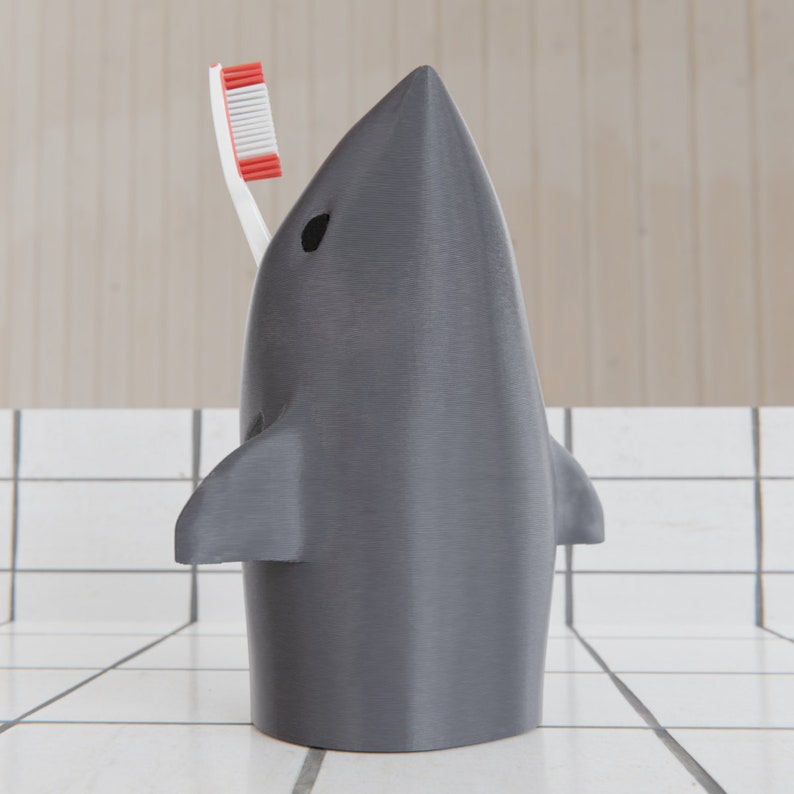Shark Toothbrush Holder 3D Printed and Hand Painted Kids Etsy