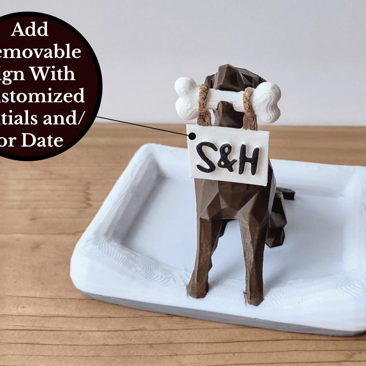 Dog Ring Holder with Dog Bed Ring Dish - Unique Ring Holder for Ring Display - Engagement Gift Personalized Ring Holder - 3D printed plastic