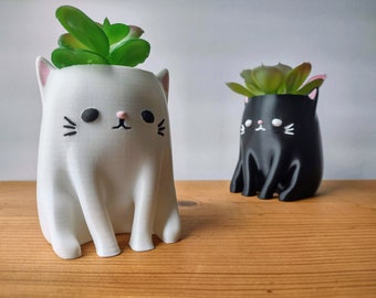 Cute Cat Succulent Planter- 3D Printed Planter Hand Painted