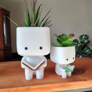 Cozy Pot Reading Book - Bookworm Planter - Gift for Book and Plant Lover - Nursery Decor