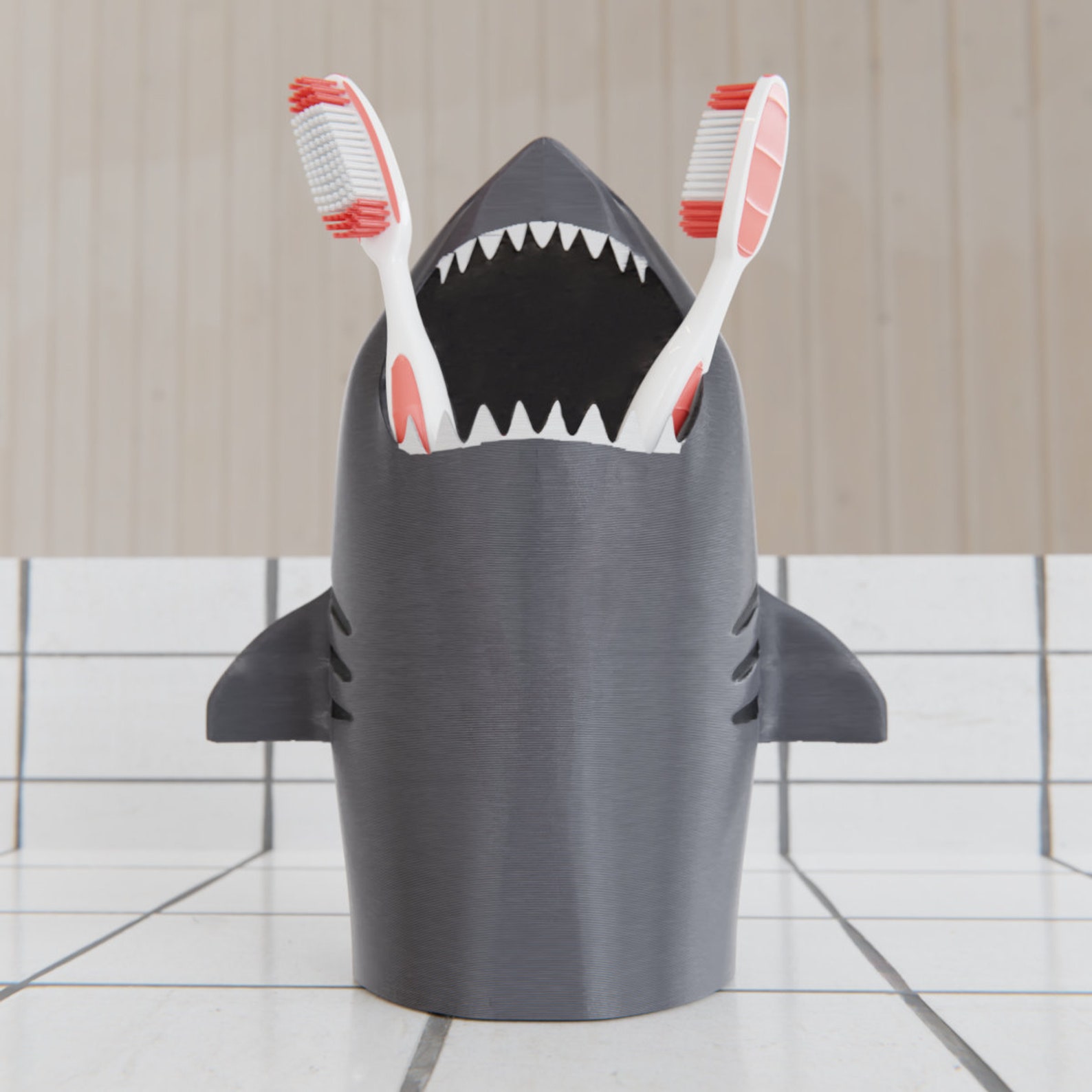 Shark Toothbrush Holder 3D Printed and Hand Painted Kids Etsy