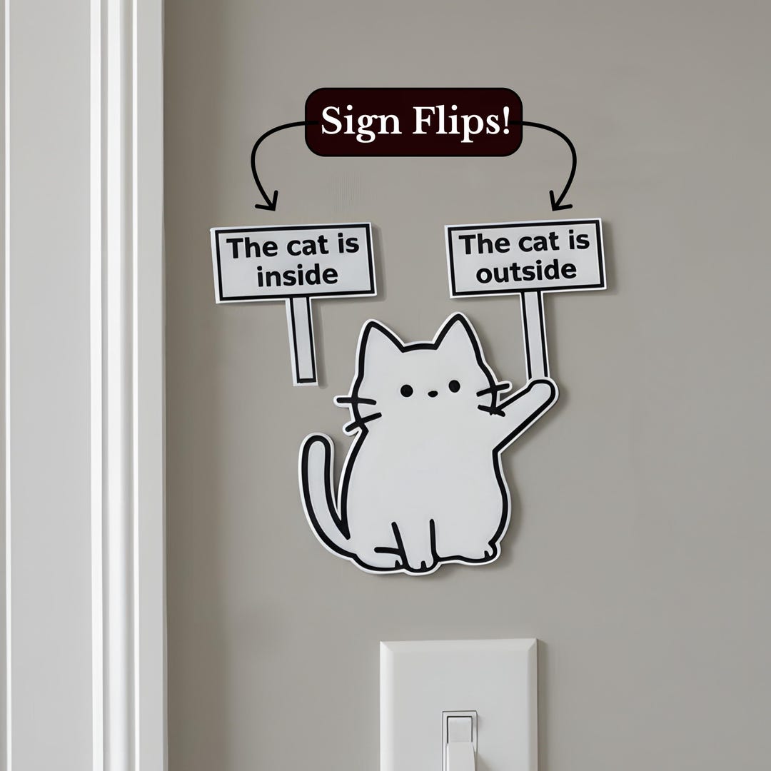 Cat is Inside or Outside Door Sign, 3D Printed Pet Tracker for Cats ...