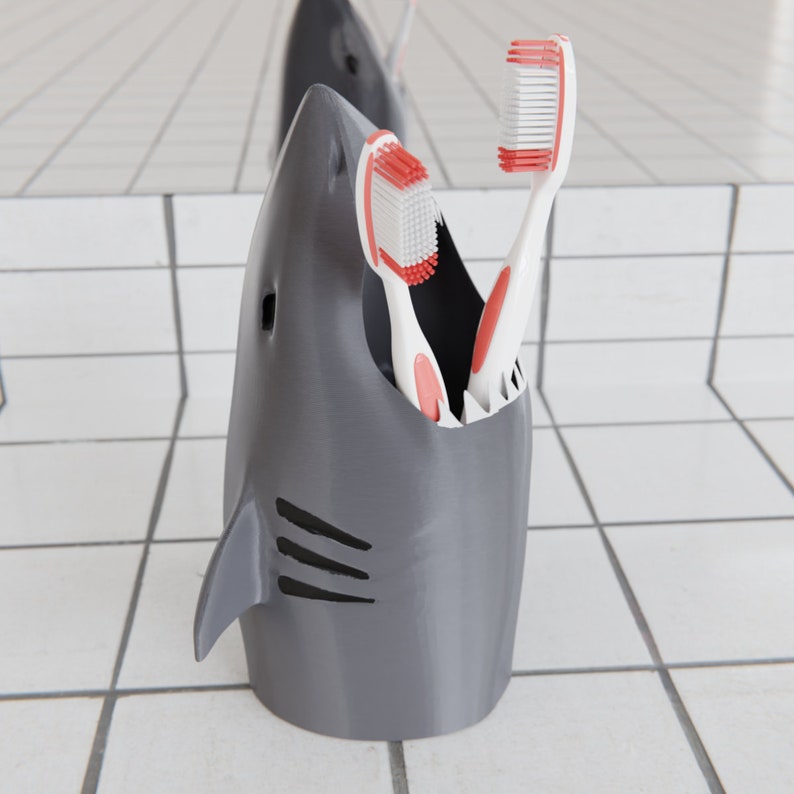 Shark Toothbrush Holder 3D Printed and Hand Painted Kids Etsy