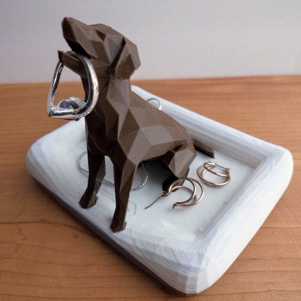 Dog Ring Holder with Dog Bed Ring Dish - Unique Ring Holder for Ring Display - Engagement Gift Personalized Ring Holder - 3D printed plastic