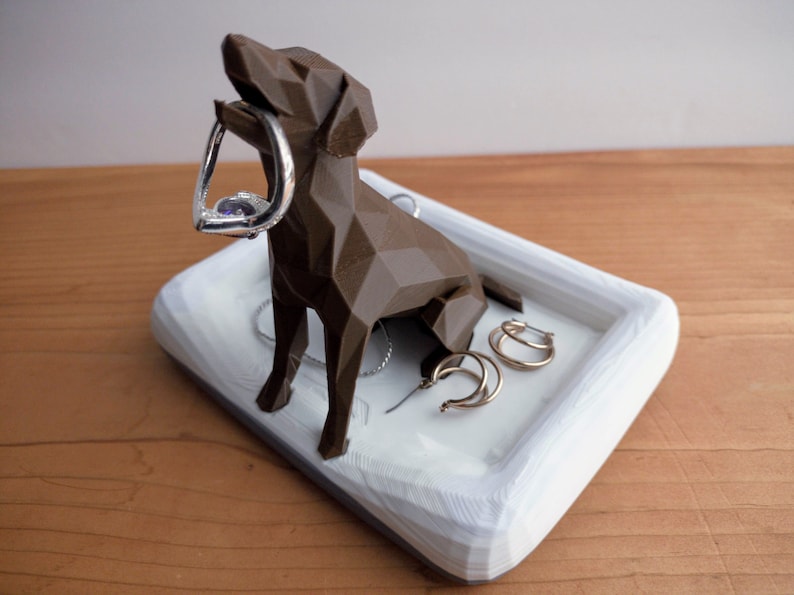 Dog Ring Holder with Dog Bed Ring Dish - Unique Ring Holder for Ring Display - Engagement Gift Personalized Ring Holder - 3D printed plastic