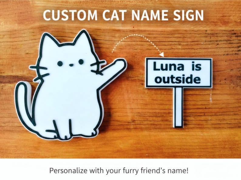 Cat is Inside or Outside Door Sign, 3D Printed Pet Tracker for Cats ...