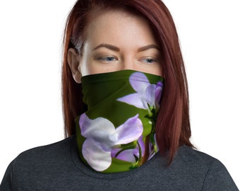 Neck Gaiter, Face Masks, Headbands, Neck Warmers, Bandana, Floral, Unique Design, Wristband, Purple Flowers