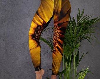 Women's Leggings, Women's Workout Pants, Floral Leggings, Women's Yoga Leggings, Jogging Pants, Sunflower, Unique Designs,  Gym Apparel